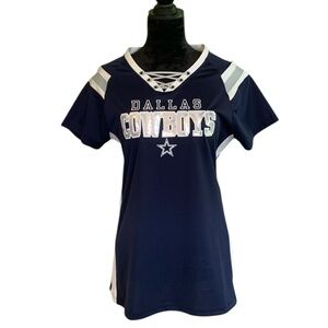 🏈 NFL Dallas Cowboys Women's Lace-Up Navy, White, Sequin Jersey, NWT 🏈